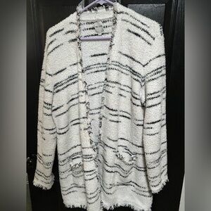 NIC+ZOE Textured White and Black Cardigan